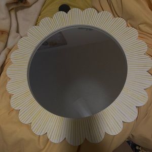 Yellow and white striped mirror